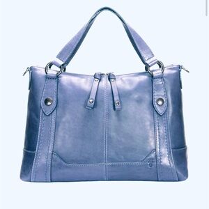 FRYE MELISSA LEATHER MEDIUM SATCHEL CROSSBODY CLOUD BLUE